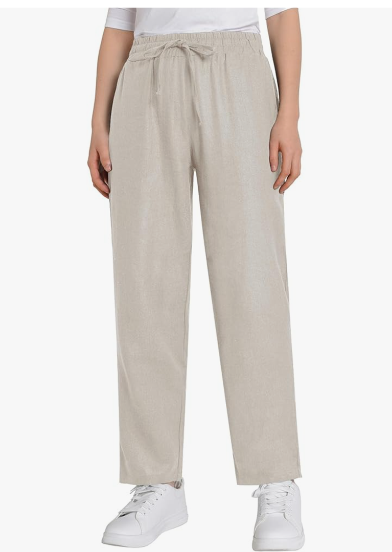 Weintee Women's Petite Linen Pants with Pockets for Summer, Size S