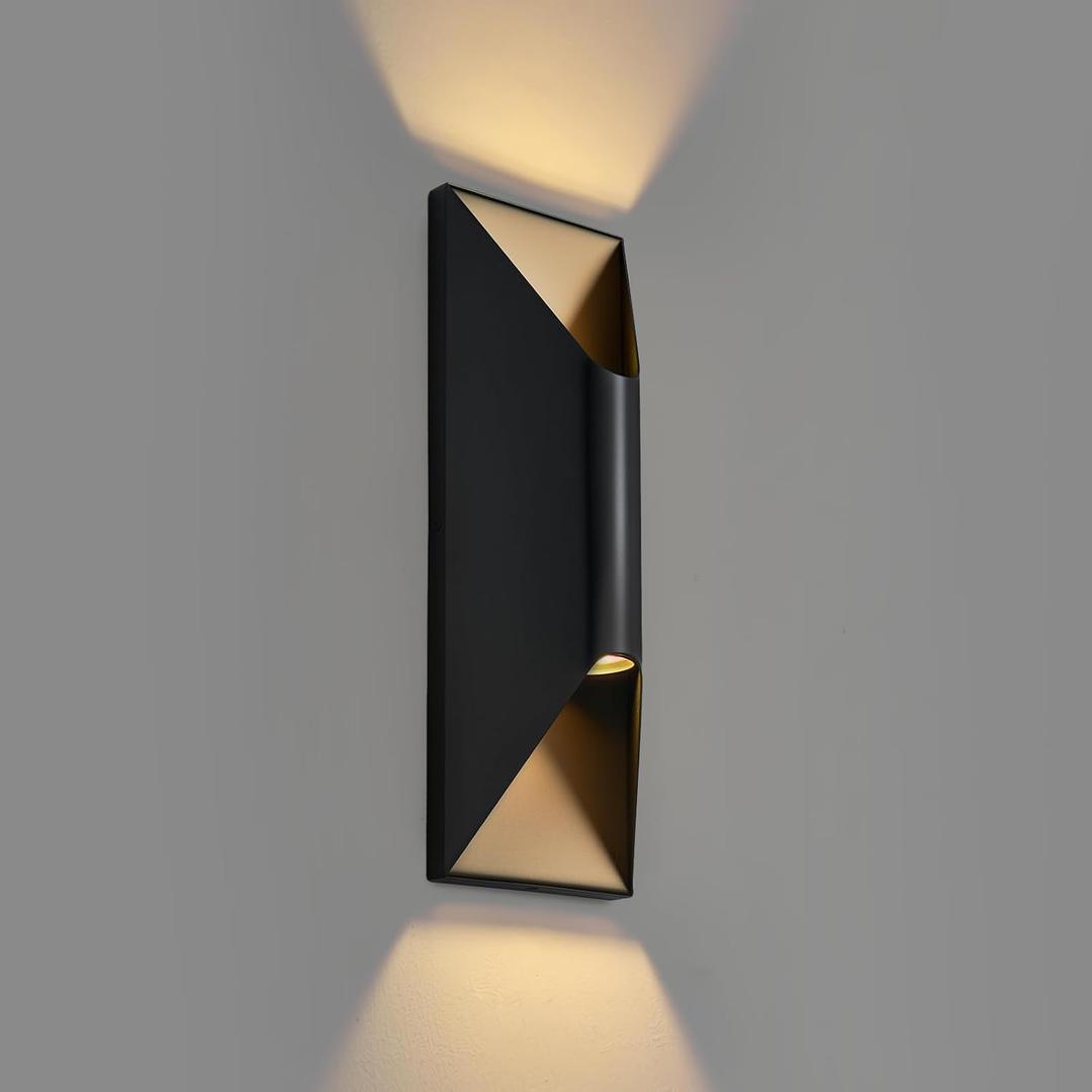 Outdoor Wall Lights, 15 Inch Up Down Lights - Bulb Replaceable, 3000K Modern Wall Sconce IP65 Waterproof, Exterior Lighting Fixtures for Porch, Patio, Garage