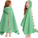 OLAOLA Dinosaur Hooded Towel for Kids 3-12 Years, 28" x 53" Soft Thick Microfiber Ultra Absorbent Bath Towel Wrap, Beach Pool Swim Poncho for Boys Girls Toddler