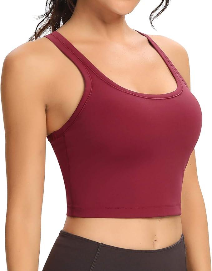 Lemedy Women Racerback Sports Bra Removable Padded Workout Yoga Crop Tank Top 4 (32) 1Pack