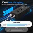300W Car Voltage Converter Inverter DC 12V to AC 110V Ports Fast Charging Car Charger with Cigarette Lighter Plug with 2 Sockets and 4 USB for Business Trips and Vacation