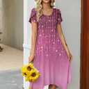 Zeagoo Womens Casual Dress for Summer Short Sleeve Loose Flowy Beach Dress with Pockets Hankerchief Flare Midi Sundress 2026 (XXL)