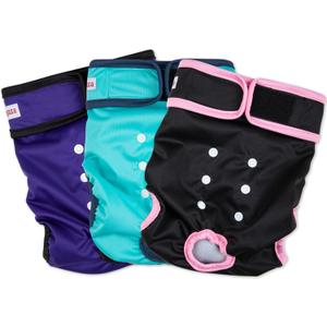 Fuz Bigaza Washable Dog Diapers for Heat & Periods - Reusable Female Dog Diapers with Adjustable Snaps (Small)