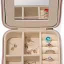 2 x Mini Jewelry Travel Box, Italian Velvet Travel Jewelry Storage Box, Small Portable Jewelry Storage Rack, Jewelry Box with Mirror Beads, Women's Travel Jewelry Box, Gift Box (with Mirror)