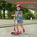 Red Mini 3 Wheel Scooter for Kids Lean-to-Steer with LED Light-Up Wheels, Adjustable Handlebar, Wide Anti-Slip Deck, Smooth PU Wheels, Rear Foot Brake Toddler Scooter for Ages 2+