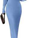 PRETTYGARDEN Women's Fall 2 Piece Outfits Knit Long Sleeve Cropped Cardigan Pullover Sweater Maxi Dress Sets Winter Clothing, Small