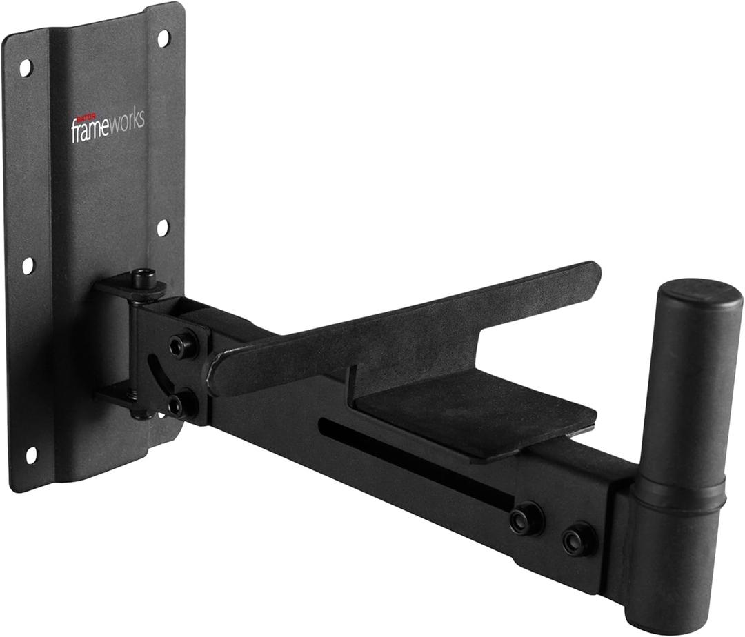 Gator Frameworks Adjustable Studio Speaker Wall Mount, Fits Both 38mm & 35mm Speaker Mounts  100lb Weight Capactiy, Black Finish (GFW-SPK-WM100)