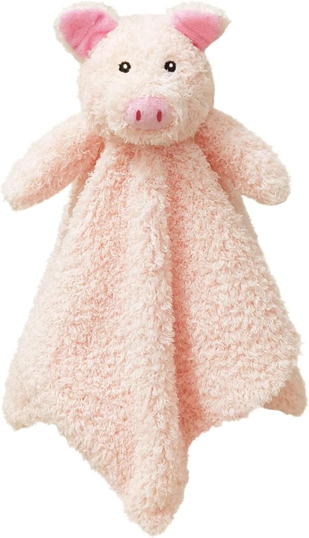 Baby Pink Pig Soft Stuffed Animal Security Blanket, Plush Pig Character Lovey Blanket, Baby Shower/Nursery Gift, Newborn Infant Toddler Snuggle Blankie for Boys Girls, 14 Inches