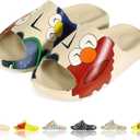 Men Women Cloud Cushion Slides EVA Pillow Slippers Cute Cartoon Print Non-Slip Shower Sandals Open Toe for Bathroom House Spa Gym Home Soft Comfy Shoes (10-10.5 Women/8.5-9 Men)