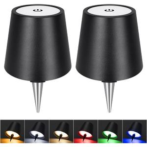 DUSKTEC Wireless Bottle Lampshade, 8 RGB Light Modes, Light Temperature 3000-6500K, Rechargeable Touch Bottle Lamp, Portable Wireless Bottle Lamp, Bar Lights, Party, Gift (Black, 2PCS)