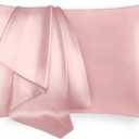 LILYSILK 100% Silk Pillowcase 1PC 25MM Pure Bed Pillowcase for Hair & Skin Terse Envelope Double-Sides Charmeuse Silk, Rosy Pink Standard 20x26 inches