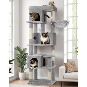 Globlazer F66 Corner Cat Tree, 66in Multi-Level Climbing Tower, Light Grey