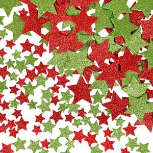 4 x READY 2 LEARN Glitter Foam Stickers - Red and Green Stars - Pack of 168 - Self-Adhesive - Stickers for Christmas Crafts and Holiday Party Favors