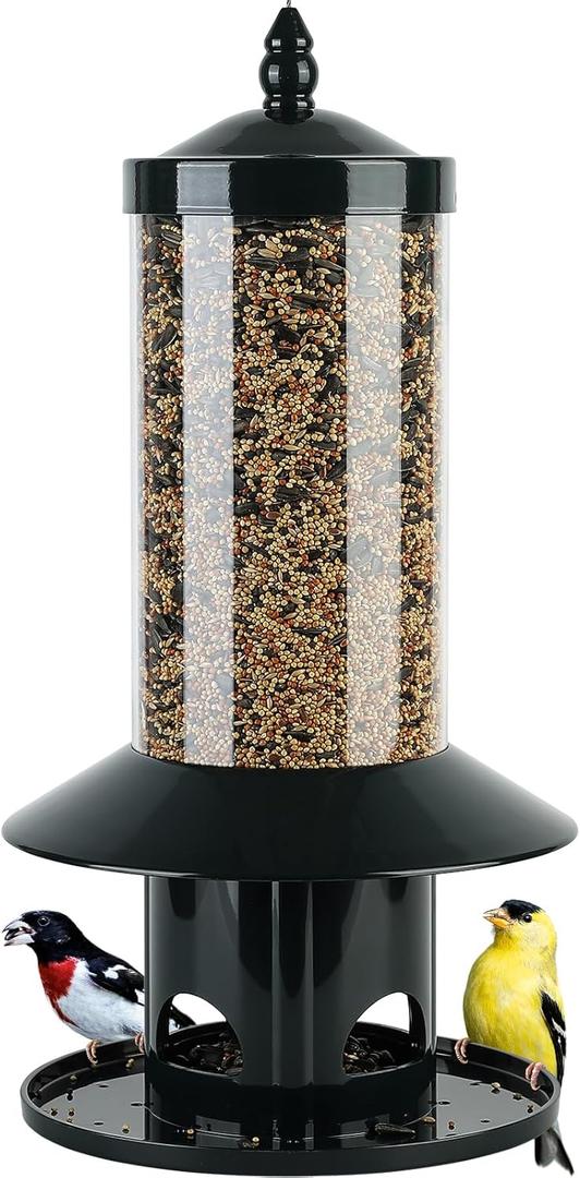 Squirrel-Proof Bird Feeder for Outdoor Wild Bird (15"H Dark Green)