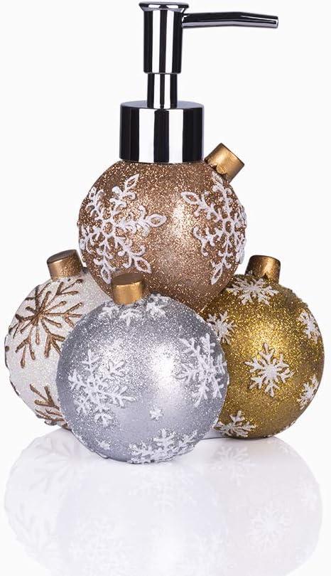 GreenDisplay Multicolor Christmas Ball Soap/Lotion Dispenser (Gold, Silver, Bronze and White Finish)