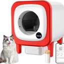 Self Cleaning Litter Box, Extra Large Automatic Cat Litter Box Self Cleaning for Multiple Cats, App Control, Safety Protection, Ultra-Quiet,Includes Trash Bags,Red