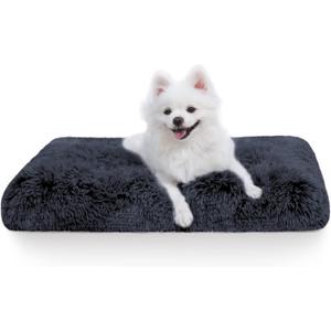 Vonabem Small Dog Crate Pad, Washable Crate Beds for Small Dogs & Cats, Plush Soft Pet Puppy Beds, Kennel Pad 24 * 18 inch (Dark Grey)