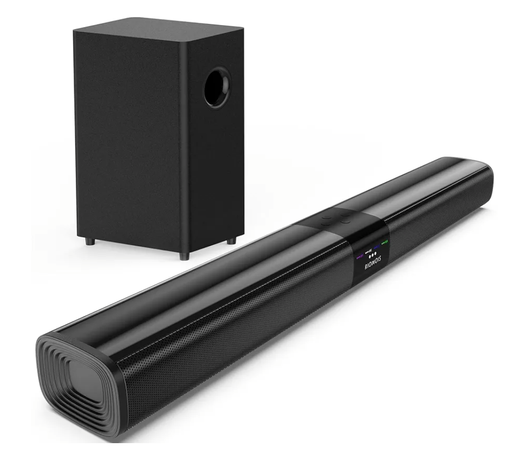 Saiyin Sound Bar for Smart TV with 5.25 Inch Subwoofer, 100W 24 Inch Soundbar for TV, TV Soundbar with Optical, ARC, AUX and Bluetooth 5.3 Inputs, Detachable Surround Sound System for TV