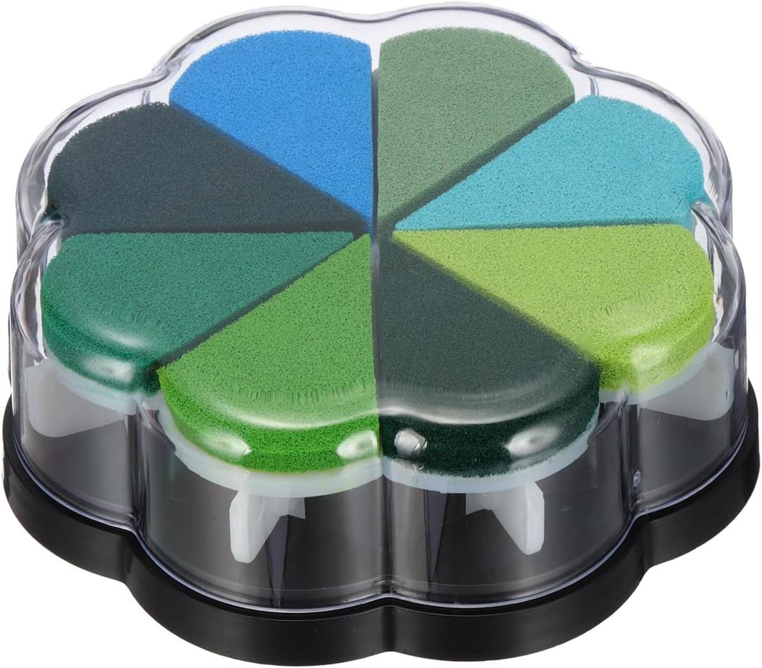 PATIKIL Craft Ink Pad, Petal Shape Rainbow Finger Stamp Ink Pads Rubber DIY Washable Pigment for Stamping Card Making Scrapbooking Painting, Mixed Green