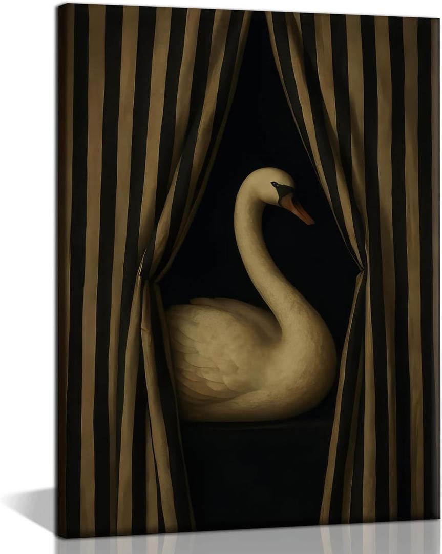 Whimsical Goose Wall Art Vintage Eclectic Bird Wall Decor Humorous Animal Pictures Paintings Classic Grace Swan Posters Prints Fun Quirky Artwork for Bathroom Bedroom Kitchen Dorm 12x16 Inch