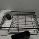 Dish Drying Rack with Stone Drying Mat, Quick-Drying/Stainless/Super Sturdy/Space-Saving, Dish Strainers for Kitchen Counter, Escurridor de Trastes para Cocina (Black)