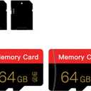 2 Pack Micro Memory Card 64 GB with Adapter, C10/UHS-I/A1, TransFlash Card, TF Card for Camera, Smartphone, Tablet, Drone (Red 64GB *2)
