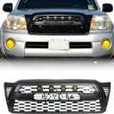 Front Grill Compatible With Toyota Tacoma 2005-2011 Matte Black Front Bumper Grille With Accessories/Letters/Amber Light Up