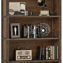 TVU 5-Tier Solid Wood Book Shelf, Floor Standing Bookcase, 65" H 31.5" W 11.8" D Bookshelf, Farmhouse Style Book Case with Arched Base, Suitable for Living Room, Study, Office, Walnut