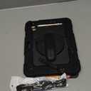 SEYMAC Case for iPad Air 11 Inch M3 2025/M2 2024 (Air 7th/6th Generation), Heavy Duty Shockproof Protective Case with Screen Protector, Rotating Stand and Hand/Shoulder Strap, Black