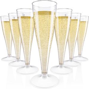 JOLLY CHEF 100 Pack Plastic Champagne Flutes Disposable 4.5 oz Clear Plastic Champagne Glasses Suitable for Wedding, Thanksgiving Day, Christmas