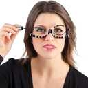 LJCZKA Magnifying Cosmetic Makeup Reading Glasses Readers Flip Lens Rotating Eyeglasses for Women, +4.00