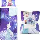 Jay Franco Kids Slumber Bag and Pillow - 54 x 27 Inch Comfy Indoor Sleeping Bag for School and Sleepovers, 2 Piece Set, Purple - Frozen