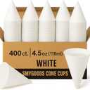 Smygoods Disposable White Paper Cone Cups (Pack of 400-4.5 oz) Eco-Friendly, Leak-Proof, Ideal for Events, Water Coolers, Quick Hydration & Efficient Cleanup