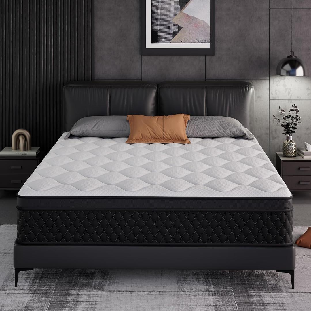ELEMUSE Twin XL Mattress, 12 Inch Hybrid Memory Foam Mattress in a Box, Pressure Relieving Comfort, Individual Pocket Springs for Motion Isolation, Medium Firm, CertiPUR-US Certified, Fiberglass Free
