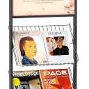 lesolar Floor-Standing Magazine Rack with Poster Board Stand 4-tier Newspaper Holder Book Display Shelf Brochure Display Stand Poster Sign Holder with Wheels Suitable for Exhibitions Store Business