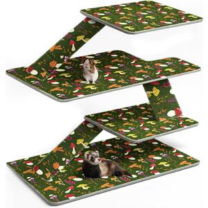 Tinideya 7pcs Ferret Cage Liner Set Compatible with Ferret Nation and Critter Nation Cage Ferrets Liner Accessories for Small Animals Hamster Guinea Pig Rats Hedgehogs, Green Mushroom