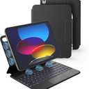 Dexnor for iPad (A16) 11th/10th Generation Case with Keyboard Ultra-Light Magnetic Detachable Folio Keyboard Cover Multi-Touch Trackpad Backlit for iPad 10th Gen 10.9" (2022)/11th Gen (2025), Black