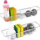 304 Stainless Steel Expandable Sink Storage - Adjustable Drain Rack with Breathable Drainage (14in-18in)