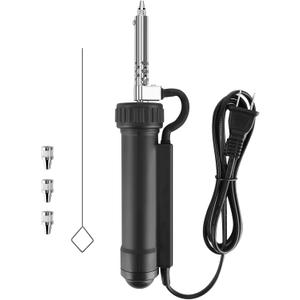 Solder sucker,Automatic Desoldering Pump Vacuum, Electric Solder Tin Sucker, Electric Desoldering Pump Automatic Vacuum Solder Sucker US Plug AC 110V 30W with 3 Soldering Suction Tips