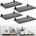 Coume 4 Pack Gridwall Perforated Shelf, 13.8'' x 7.9'' Black Metal Display Rack Heavy Duty Hanging Gridwall Straight Shelf Grid Wall Accessories for Craft Show Fair Garage Home Retail Display Storage