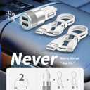 iPhone 15/16 Car Charger,2-Port 24W Dual USB-A Car Power Adapter Cigarette Lighter USB Charger with 2Pcs 3.3FT USB C Cable for iPhone 17/16/15 Pro Max, iPad, Samsung Galaxy S25, Pixel, Android,AirPods
