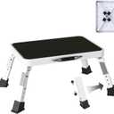 RV Step Stool Foldable Adjustable Height Sturdy Metal Stable Step Ladder with a Non-Slip Platform Camper Step Stool with Non-Slip Rubber Feet, Easy to Carry (White) (3-level)