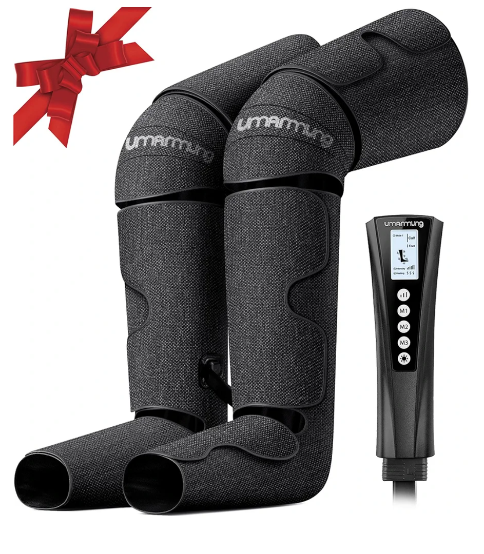UMARMUNG Air Compression Leg Massager with Heat - Pain Relief & Circulation Booster for Foot, Leg, and Knee - Gifts for Men, Women, Dad, Mom for Mother's Day, Father's Day, Birthdays, and Christmas