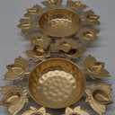 Kalakriti 2 Pcs Metal Flower Decorative Bowl Set |Home Table Decoration |Urli Diya Navratri Pooja HouseWarming Haldi | Indian Diwali Decor Gifts Items, 12 Inch Each Golden