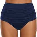 GRAPENT Women's High Waisted Swim Bottom Ruched Bikini Tankini Bottoms Tummy Control Swimsuit Briefs