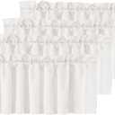 H.VERSAILTEX Blackout Valances for Windows,Kitchen Valance Curtains for Living Room/Bedroom/Bathroom/Basement Privacy Rod Pocket, 4 Panels 52" W x 18,Ivory