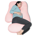 MOON PARK Pregnancy Pillows for Sleeping - U Shaped Full Body Maternity Pillow with Removable Cover - Support for Back, Legs, Belly, Hips - 57 Inch Pregnancy Pillow for Women - Pink
