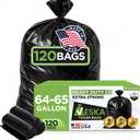 Veska 65 Gallon Trash Bags Heavy Duty | 120 Count | 64 Gallon Trash Bags for Toter - Large Garbage Bag 70 Gallon