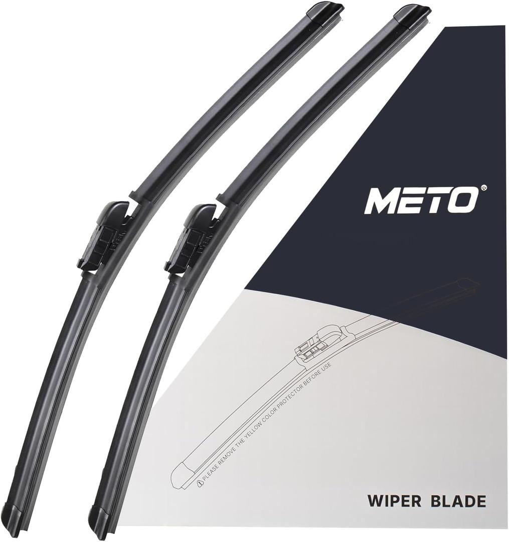 METO Tesla Model Y 2020-2023 Model 3 2017-2025 Silicone Wiper Blades, All Season Automotive Replacement OEM Windshield Wiper Blades for My Car Tesla Top Lock