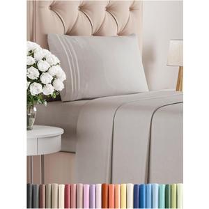 Twin XL Size 3 Piece Sheet Set - Comfy Breathable & Cooling Bed Sheets Set - Hotel Luxury Bedding for Women, Men, Kids, Teens, Boys & Girls - Deep Pockets, Soft, Wrinkle Free - Oeko-Tex - Light Grey